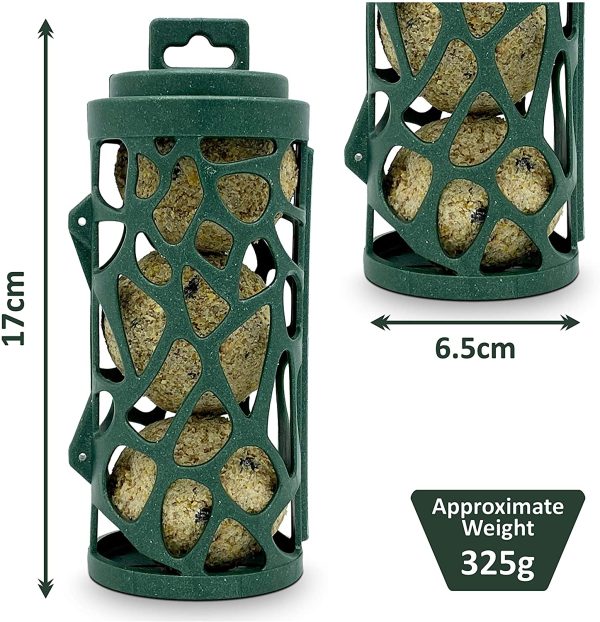 Eco Friendly Bird Feeder with 3 Suet Balls Included - Recycled Plastic Hanging Feeders for Garden Birds- Attracting Tits, Finches, Robins & many more Wild Birds - Image 7