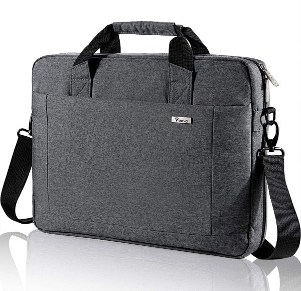 Laptop Bag Case 14 15 15.6 Inch Computer Sleeve Messenger Bag with Shoulder Strap Expandable Waterproof Business Briefcase with Tablet Pocket for Men Women Lawyer to Work Travel School-Grey - Image 6