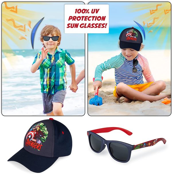 MARVEL Baseball Cap, Spiderman Sunglasses & Boys Caps, Kids Sunglasses & Sun Hat Summer Set, Avengers Gifts for Boys - Image 2