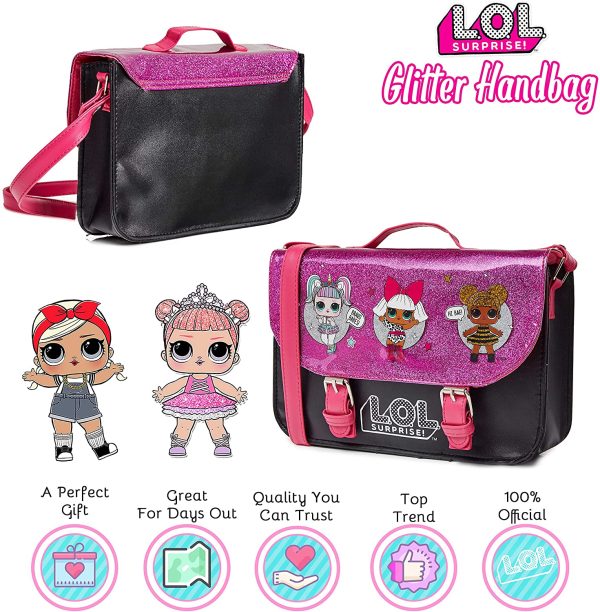 L.O.L. Surprise ! LOL Dolls Handbag For Girls Featuring Glitterati Doll Unicorn, Diva, Queen Bee | Black & Pink Kids Handbag Crossbody | Children Cross Body Bag | Fashion Shoulder Bags For Kids - Image 6