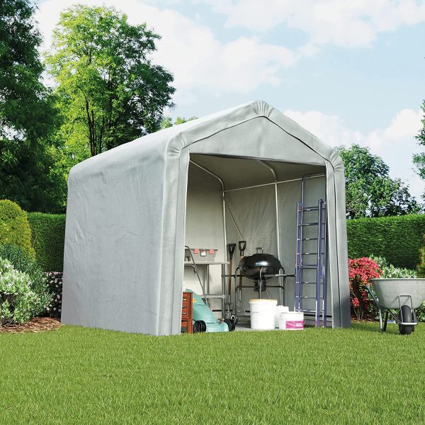 Garden Gear Portable Shed/Garage for Storage, Heavy Duty Galvanised Steel Frame, Extra Strong Waterproof Weatherproof Triple Layer Woven Polyethylene Cover with Apex Roof (6ft x 6ft) - Image 3