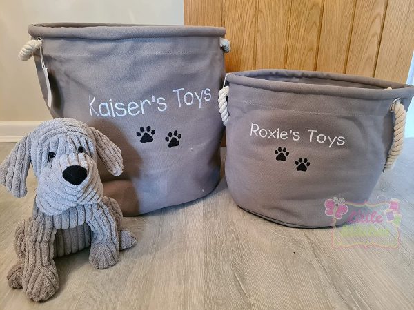 Dog toy storage, dog toys, personalised dog toy storage basket, pet grooming, gift for dog lover, cat toy storage, new pet - Image 2