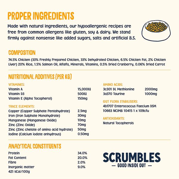 Scrumbles All Natural Dry  Food with 75% Chicken, High Protein Food For Adults And Seniors, 2.5Kg - Image 2