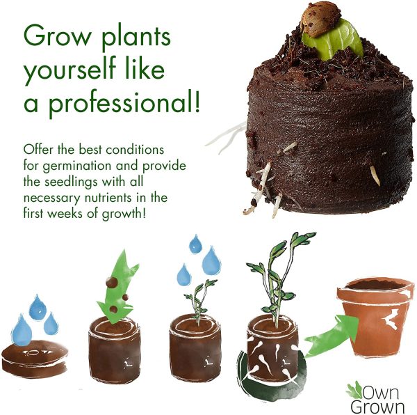 OwnGrown 125x Coco Coir Plant Starter Pellets with Nutrients: 125 Premium Potting Soil Seed Pellets ?C Coconut Coir for Growing Plug Plants ?C Seedling Compost Pellets with Potting Compost, Peat Free - Image 5