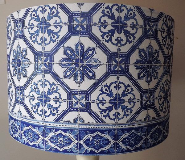 Blue Moroccan Tile Lampshade, vintage, shabby chic,Victorian - Image 2