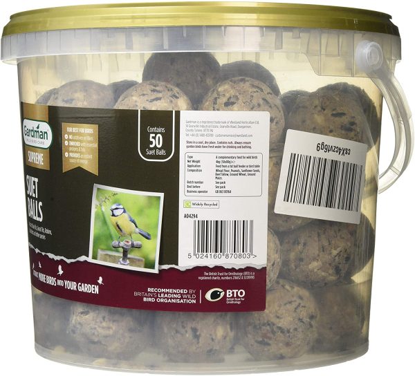 Gardman A04294 Energy Suet Fat Balls 50 Tub Bird Food, Natural, 27 x 27 x 21 cm - Image 4