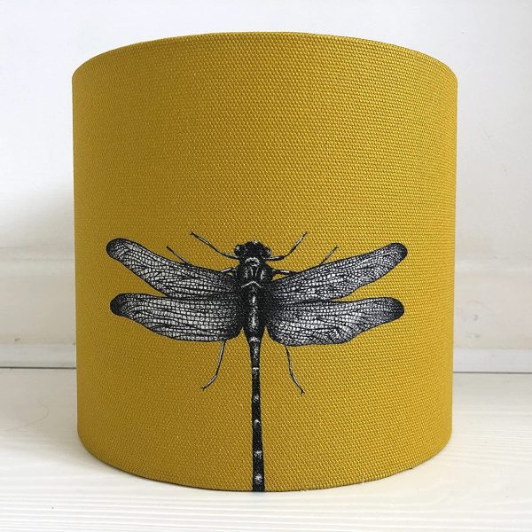 Handmade Lampshade Azure Ochre Mustard Dragonfly Birds Floral | 20cm | 30cm | 40cm | Table Floor Ceiling light-shades - Image 2