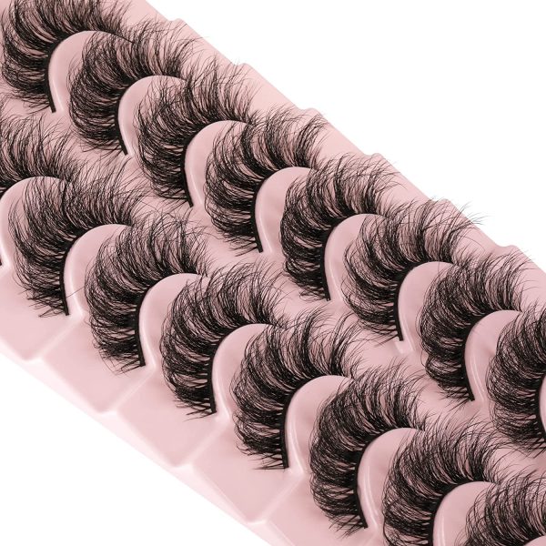 False Eyelashes Natural Fluffy Wispy Curly 3D Effect Short Lashes Lightweight 10 Pairs Pack 16MM by Wiwoseo - Image 7