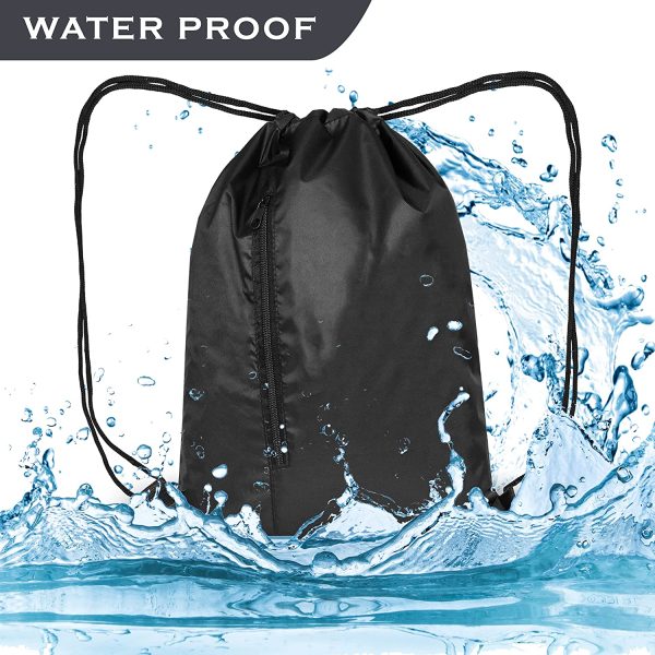 Personalised Premium Unisex Waterproof Football Swimming Sports Gym Travel Shoe Drawstring Bag Backpack Foldable PE Kit Rucksack Beach School Bag Pack with Zipped Pocket for Boys Girls Men Women - Image 5