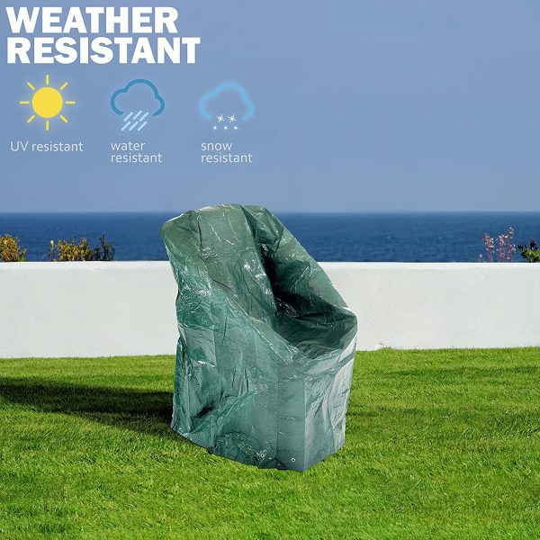 Garden Chair Cover ?C Outdoor Patio Chair Waterproof Cover for Storage ?C Heavy Duty, All Weather Green Polyethylene Furniture Cover with UV Protection 107 ?? 68 ?? 61cm - Image 5