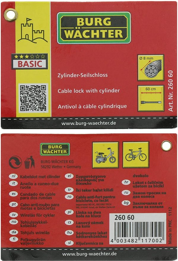 Burg-W?chter 260 60, 11700 Bike Lock, Assorted color - Image 2