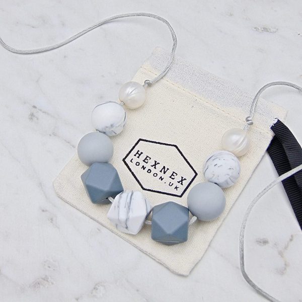 Grey Skies Silicone Teething Necklace for Mum Handy Breastfeeding Babywearing and Teething Aid New Mum Baby Shower Gift Fiddle Beads BPA Free - Image 6