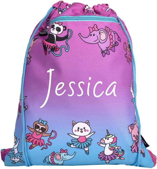 Fringoo Personalised s Drawstring Bag with Zipped Pocket PE Bag Swimming Football Gym School Bag for Boys Girls - Image 8