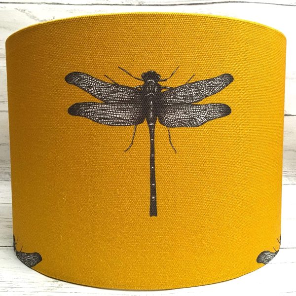 Handmade Lampshade Azure Ochre Mustard Dragonfly Birds Floral | 20cm | 30cm | 40cm | Table Floor Ceiling light-shades - Image 4