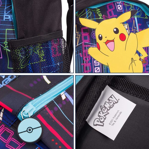 Licenced Pok??mon Glow in The Dark Backpack | Large Pokemon Rucksack with Pikachu | Official Pokemon School Bag for Boys and Girls | Kids Pokemon Bags | Christmas Back to School gift - Image 3