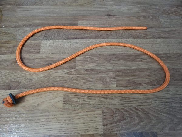 English Made Falconry Button Rope Leash with Leather Washer Large Orange 1 metre long & 6mm Thick - Image 4