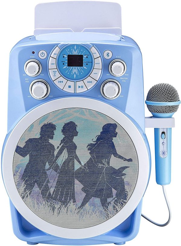 Frozen 2 Bluetooth CDG Karaoke Machine with LED Disco Party Lights, Built in Microphone for Kids, Portable Bluetooth Speaker, Avc, CDG Disks, Compatible with mobiles, tablets & TV - Image 4