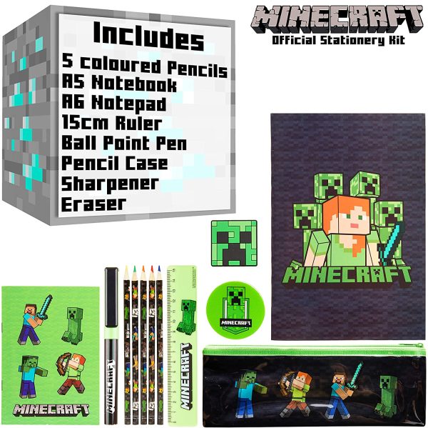 Minecraft Stationery Set, Back to School Supplies, Notebook & Pencil Case Set, Official Merchandise - Image 6