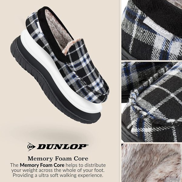 Dunlop Mens Moccasin Slippers Memory Foam Fur Lined Indoor Outdoor House Shoes