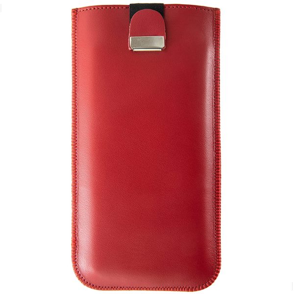 Red Italian Leather Case for - iPhone 13 Pro- Pull Band Closure