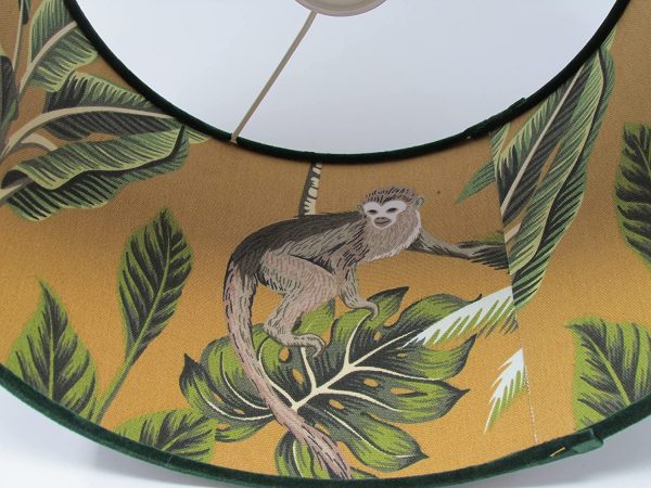 Forest Green Botanical Ochre Monkey Drum Lampshade - Image 6