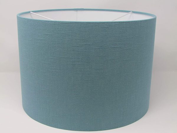 Handmade Plain Teal Blue Linen Textured Fabric Drum Lampshade Lightshade - Image 4