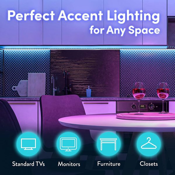 Luminoodle USB Bias Lighting - Ambient Home Theater Light, LED Backlight Strip - 6500K Accent Lighting to Reduce Eye Strain, Improve Contrast ??(X-Large Pro (4 meter), Multi-colored) - Image 2