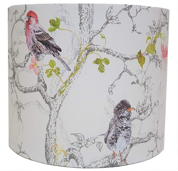 Bird Design Lampshade Ceiling Light Shade Floral Tropical Tree White Grey Duck Egg Home Accessories - Image 5