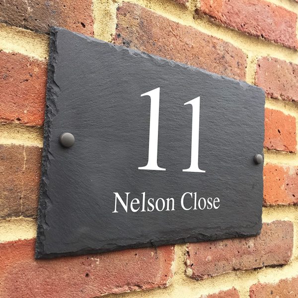 Bespoke Slate House Signs - Handmade Custom Door Number Wall Plaque with Rustic Black Farmhouse Design - Includes Screws & Fixings - Ideal for Home, Office, Gate, Porch - 200x300mm - Image 4