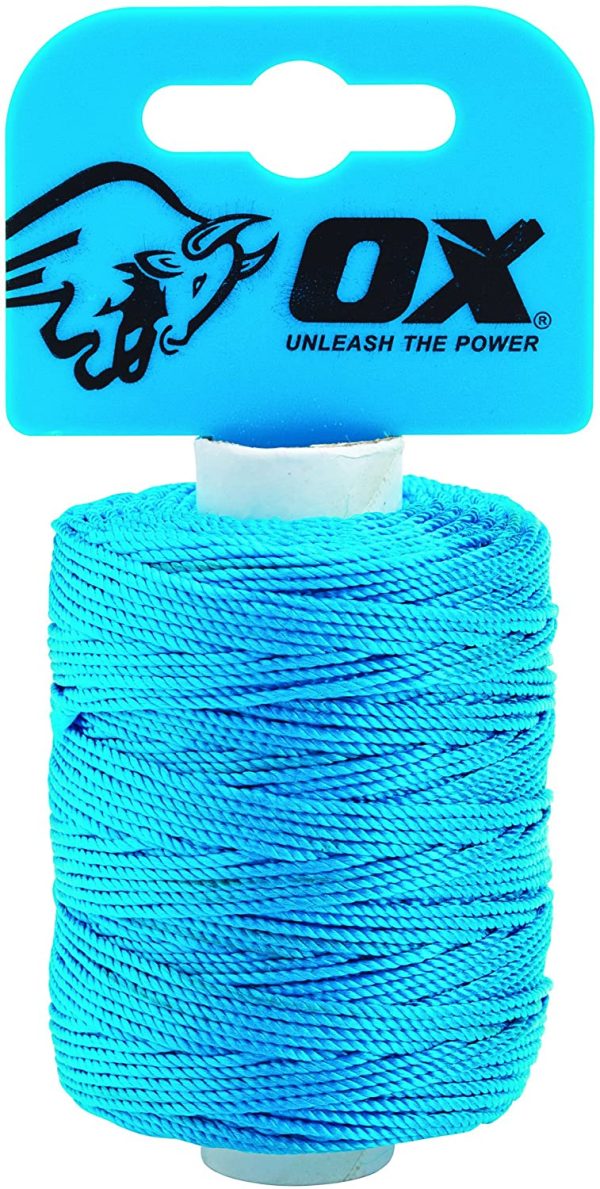 OX Combination Rubber Mallet - Non-Marking Rubber Mallet Hammer with Fibreglass Handle -Multi-Colour -  & OX OX-P103510 Builders Line - Pro Nylon Mason Line -Blue Twisted Nylon Line - 105 m - Image 2