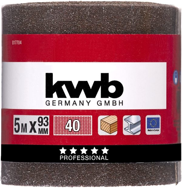 kwb Sandpaper roll - for Metal and Wood, K-40, 93 mm x 5 m, Corundum - Image 4