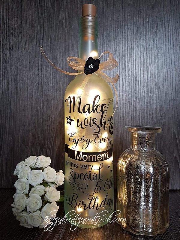 Personalised Light Up Bottle, Special Birthday 18th, 21st, 30th, 40th, 50th, 60th Special Occasion, frosted bottle - Image 9