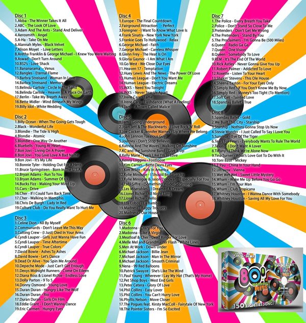 Karaoke CD Disc Set With Words - Hits From the 80's 1980`s - 150 Songs 8 CDG Discs By Vocal-Star - Image 2