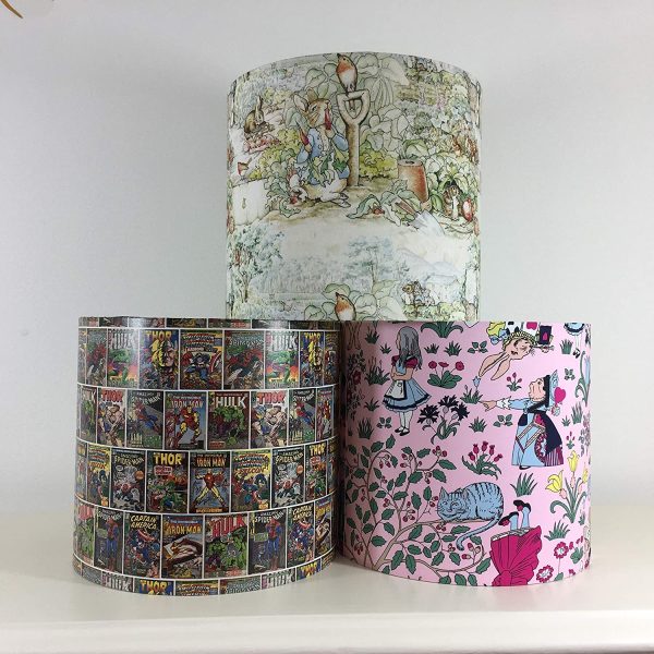 Kids Lampshade Peter Rabbit Alice Marvel Comics Strip Ceiling Light shade Handmade - Image 2