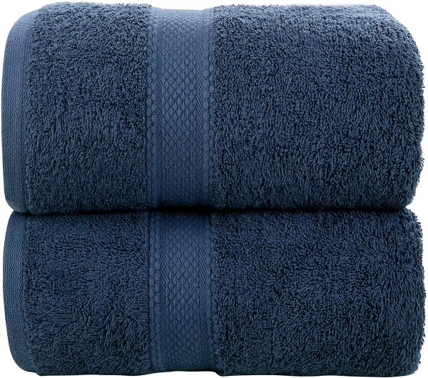 Daily Use Jumbo Extra Large XL Bath Sheet Towel Set (90 x 180 cm) - 2 Piece Bath Sheets Set - 500 GSM 100% Cotton Absorbent Quick Dry (Navy Blue) - Image 5