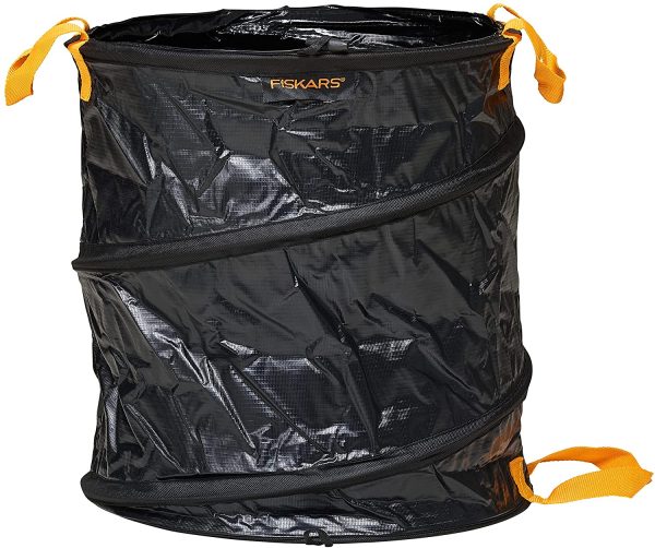 Fiskars Solid PopUp Garden Bag with handles, Capacity: 56 Litre, Black/Orange, 1015646 - Image 3