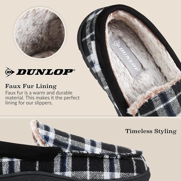 Dunlop Mens Moccasin Slippers Memory Foam Fur Lined Indoor Outdoor House Shoes - Image 4