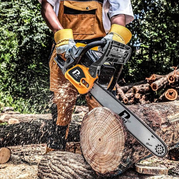 P1PE 62cc Petrol Chainsaw, 2 Year Year Warranty, 20-Inch Cutting Bar, 2 Chains, Carry Bag, Chain File & Fuel Mixing Bottle, Chainsaw Petrol, 2 Stoke Chainsaw, Multi-Tool Kit, Wood Saw, Tree Saw