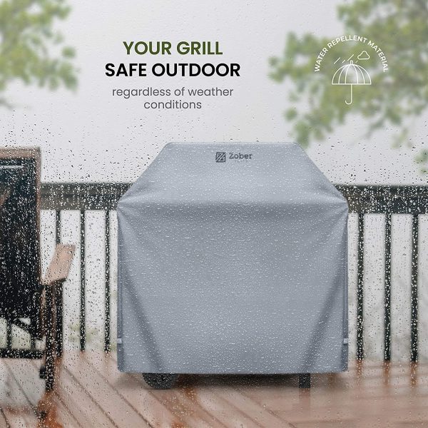 ZOBER All-Weather Premium BBQ Cover (44" - 112cm) - Double-Layer 600D Oxford Fabric - 100% Waterproof Barbecue Cover With Air Vents - Large Grill Cover Featuring Dual Handles & Straps