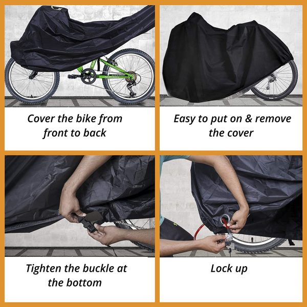 Rockoo | Bike Cover for Outdoor Storage | Heavy Duty 190T Nylon Rain UV Protection Dustproof with Lock Holes and Storage Bag | Perfect for Mountain, Road Bikes/Bicycle ?C - Image 9