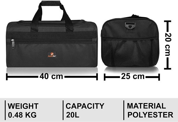 Roamlite Hand Luggage Size Bags - Small Travel Holdalls Ryanair 2nd Item - Cabin Approved Polyester Duffle - 40 cm x25x20, 20 Litre - RL59K (Black) - Image 7