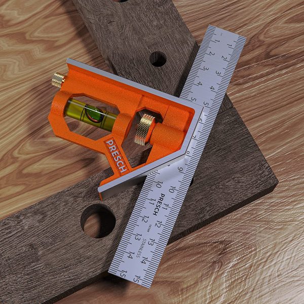 Presch Combination Square 150mm Metric ?C Accurate Universal Adjustable Carpenter Square with Stainless Metal Stop Ruler and Scribing Tool ?C Professional Measuring Tool - Image 2