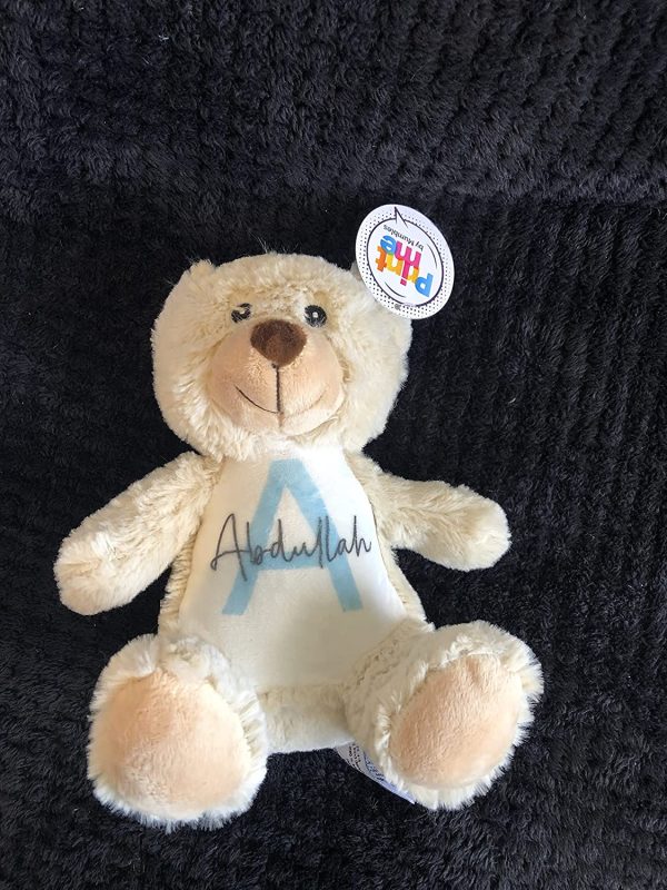 Personalised Teddy Bear Soft Toy with Name & Initial, Customisable Baby Gift, New Baby Gift, Newborn Baby Gift, Baby Boy, Baby Girl, Custom Teddy Bear, Keepsake, Baby Shower Gift, Christening Gift - Image 2