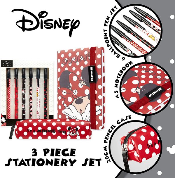 Disney Notebook, Pencil Case & Pen Set, Girls School Supplies, Minnie Mouse Gifts For Girls - Image 2