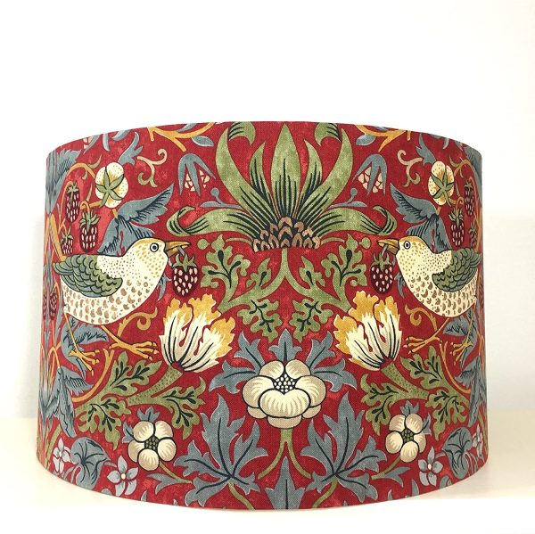 Handmade Lampshade William Morris Strawberry Thief Crimson Red