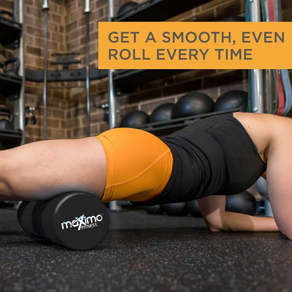 Maximo Fitness Foam Roller ?C Exercise Rollers for Trigger Point Self Massage & Muscle Tension Relief - 15cm x 45cm Massager for Back, Legs, Workouts, Gym, Pilates and Yoga ?C Black