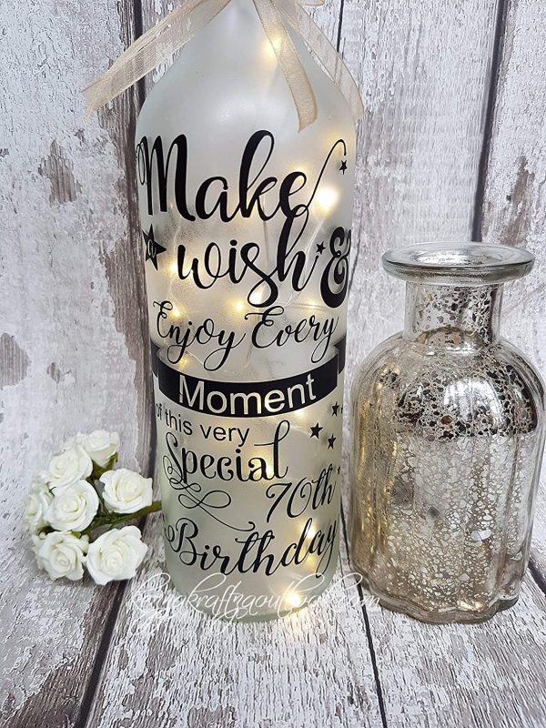 Personalised Light Up Bottle, Special Birthday 18th, 21st, 30th, 40th, 50th, 60th Special Occasion, frosted bottle - Image 5