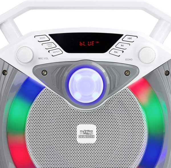 RockJam RJPS100 Singcube 12 Watt Rechargeable Bluetooth Karaoke Machine with Lights Voice Changer and Microphone - Image 3