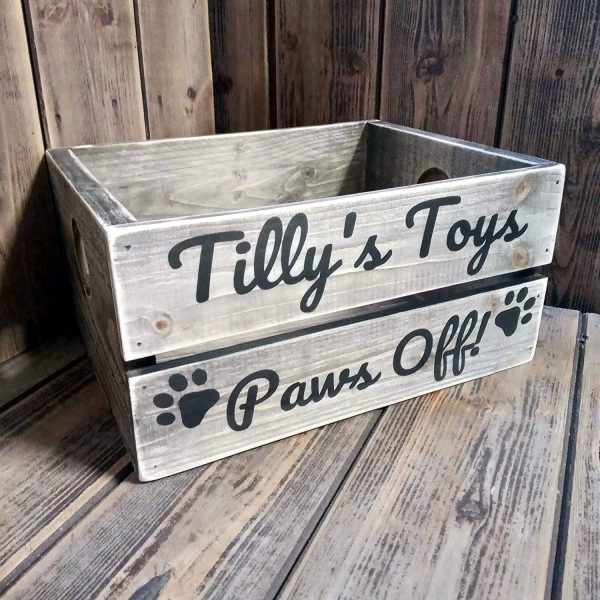 Dog Toy Box Personalised Storage Crate Handmade in England - Image 6