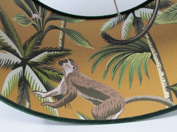 Forest Green Botanical Ochre Monkey Drum Lampshade - Image 5